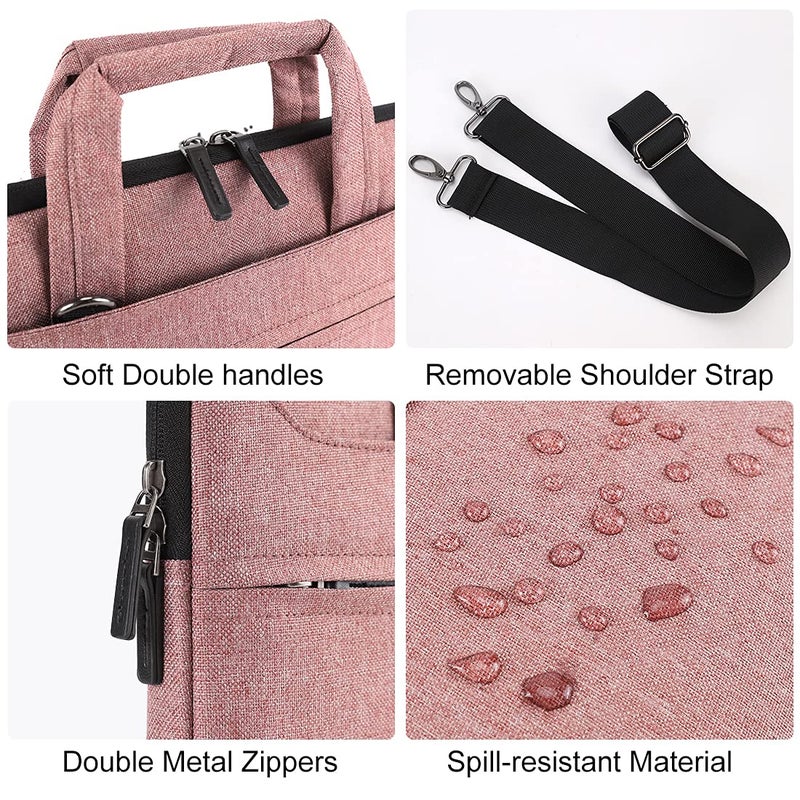 DOMISO 17.3 inch Laptop Messenger Shoulder Bag Tote Bag for Women for Men,Business Travel Work Computer Bag Chromebook Case Briefcase,Compatible with 17 inch HP Dell Lenovo ASUS, Pink - Image 3